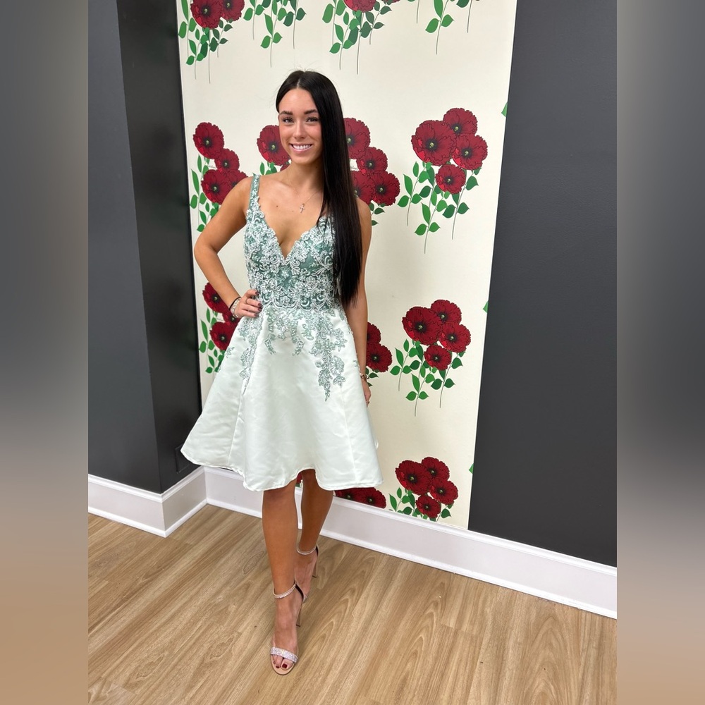 Elegant Green Embroidered & Beaded Dress